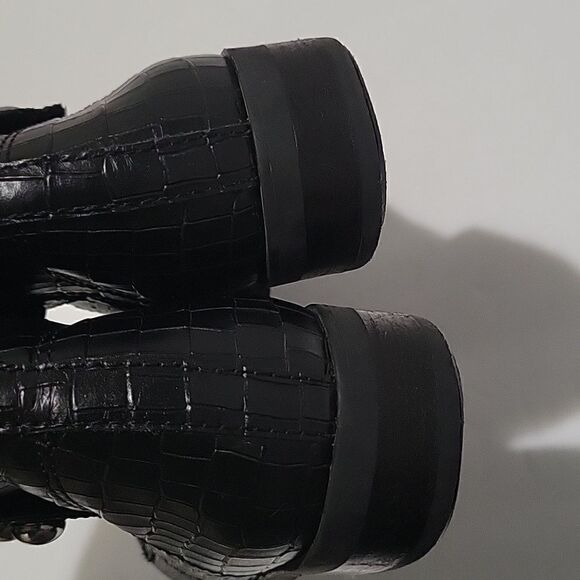 Schutz Croc Embossed Studded Lace Up Boots - Picture 12 of 16